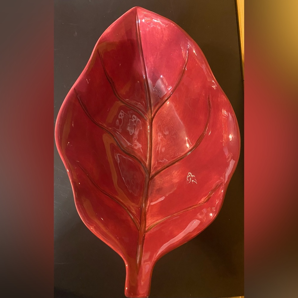 Home Trends Red Leaf-Shaped Serving Bowl | Fall Decor Dish